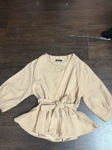 Elegant Beige Kimono Style Top