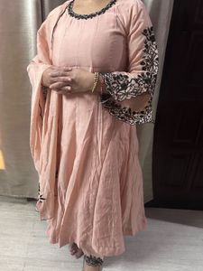 Elegant Peach Embroidered Kurta Set