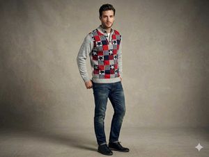 Men's Star Patchwork Knit Sweater