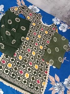 Dark Green Printed Palazzos