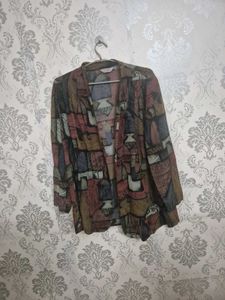 Vintage Abstract Print Blazer