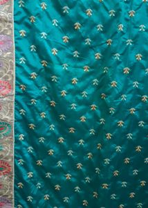 Teal Embroidered Silk Saree with blouse