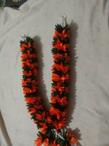 Orange &amp; Green Flower Garland Necklace