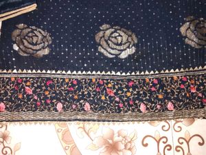 Elegant Navy Blue Embroidered Suit Set