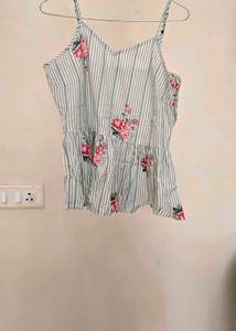 Floral Striped Peplum Tank Top