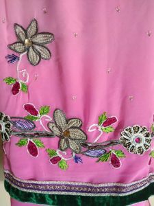 Embellished Pink Saree