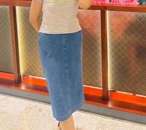 Blue Denim Midi Skirt