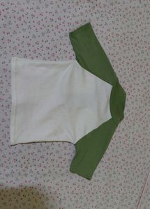 White &amp; Green Raglan T-Shirt