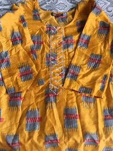 Yellow Printed Kurta
