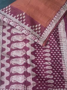 Elegant red &amp; Maroon Cotton Saree with blouse