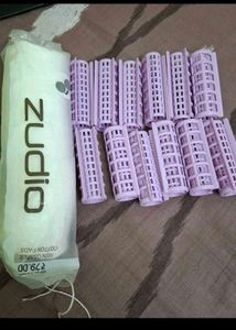 80pcs cotton pad and hair roller