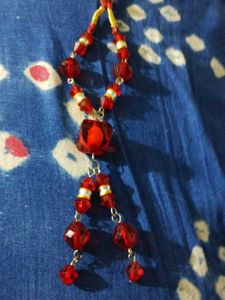 Red Beaded Ethnic Necklace with Tassel
