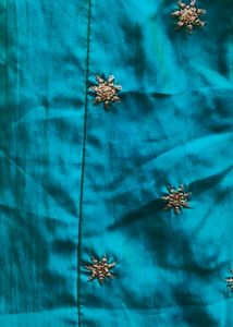 Vibrant Teal Embroidered Ethnic Dress Full Set