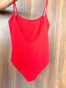 Zara Red Spaghetti Strap Bodysuit