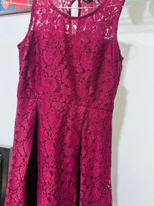 Burgundy Lace Sleeveless Dress