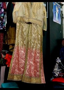 Elegant Gold &amp; Red Ombre party wear kurta