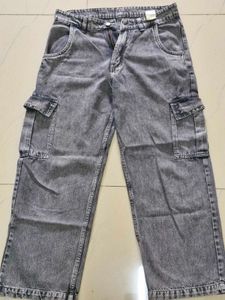 Grey Wash Cargo Jeans