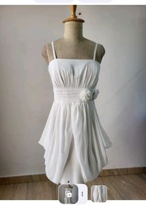 Elegant White Cocktail Dress Length 36 Inches