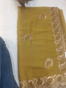 Beautiful Mustard Saree with Embellishments