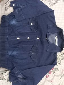 Denim Shirt Style Crop Top