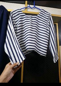 Chic Striped Crop Top &amp; Maxi Skirt Set