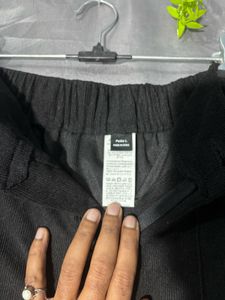 Women's Black cot rise Wide-Leg Trousers