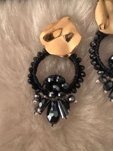 Black faceted crystal Drop Earrings