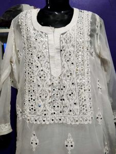 Mirror Work Chicken Curry Lucknowi Kurta