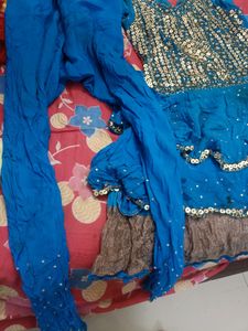 Navy Blue Fancy Kurti Chudidar With Dupatta .