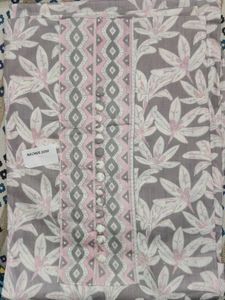 Grey &amp; Pink unstitched set free size