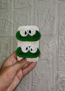 Cute Crochet Watermelon and frog  Hair Clips (set