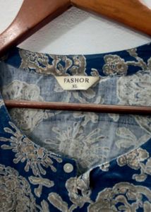 Blue Floral Print Kurta