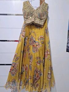 mustard beautiful lehanga choli set