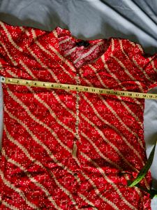 Vibrant Red Bandhani Print Kurta