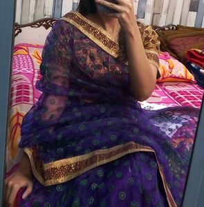 Exquisite Purple Embroidered Saree