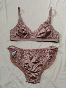 Satin Lace Bra and Panty Set