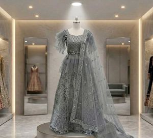 Grey Embroidered Lehenga Choli