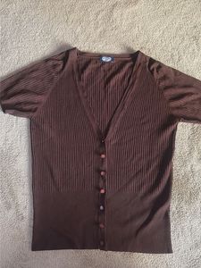 Ribbed V-Neck Cardigan