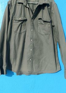 Men's Classic Olive Green Casual Shirt