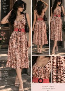 Chic Printed Midi Dress with Belt