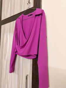 Pink V-Neck Wrap Top