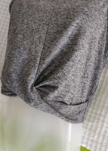 Gray Twist Front Sleeveless Crop Top