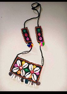 Boho Cowrie Shell &amp; Mirror Choker Set
