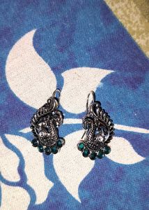 Peacock Style Silver Earrings