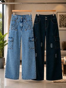 Women’s Wide Leg Cargo Jeans Combo – 2 Pieces