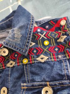Boho Embroidered Denim Vest