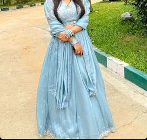 Elegant Light Blue Lehenga Choli Set