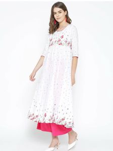 Beautiful White Floral Ethnic Gown