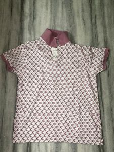 Pink  and white collar T shirt