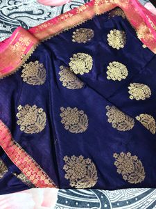 Navy Blue Banarasi Silk Saree